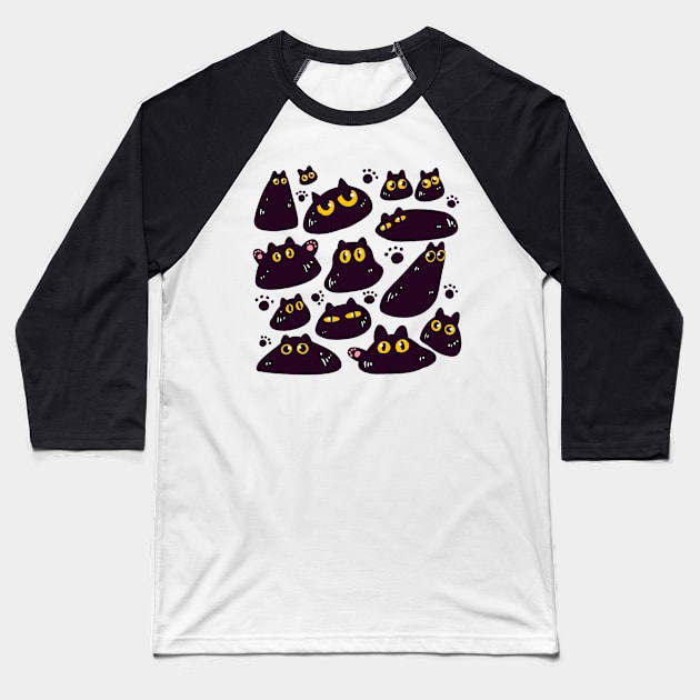 Yö the Cat Baseball T-Shirt by nomsikka